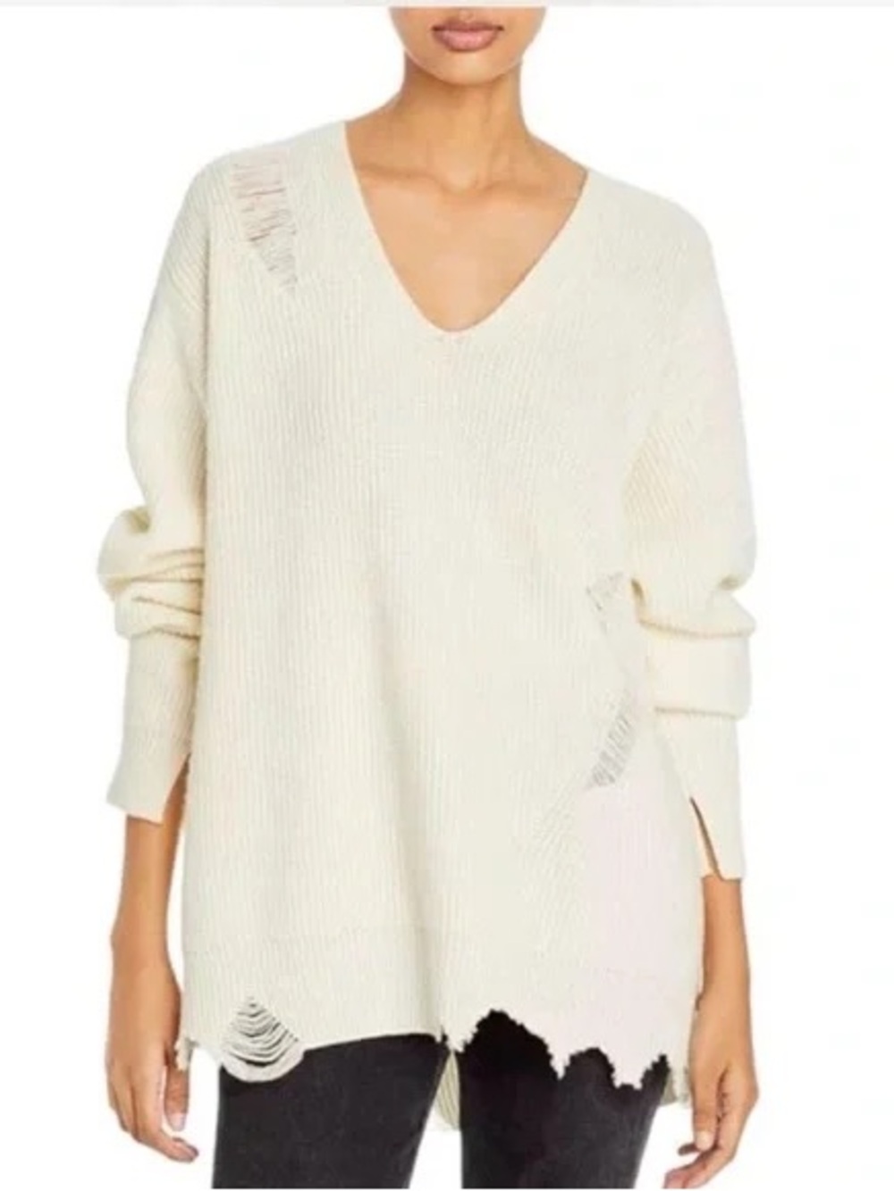 Helmut Lang Distressed V-Neck Sweater Size Small